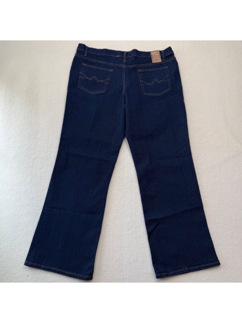 OUT Jeans Stretch Denim Bootcut Mid Rise Dark Wash Y2K Minimalist Womens 18 NWT - Picture 3 of 10